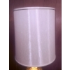 Image 3 : Table Lamp With Amber Glass Base, Ornate Metal Foot, and Cream Fabric Shade
