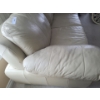 Image 2 : Ivory 3 Seater Leather Couch 88 w, 33 h, 34 d