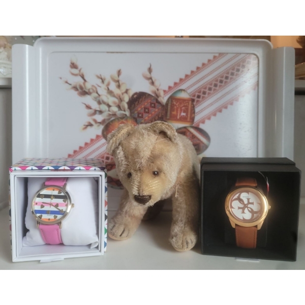 Guess and Fashion Woman's Watches with Steiff Teddy Bear & Tray