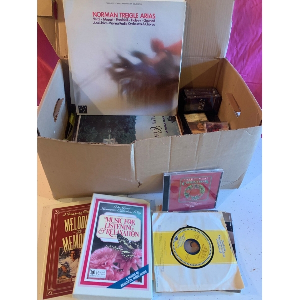 Large Box Full of Vintage Records and Cassettes, Top Gun, Kenny Rodgers and more