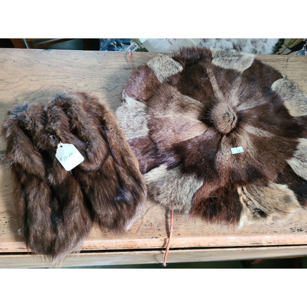 Fur Moccasins and Table Round with Pom Pom 17 Diameter