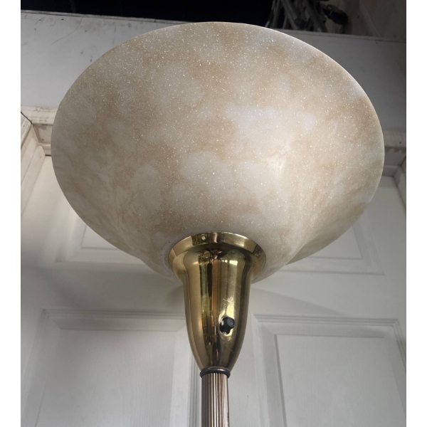 Stand-Up Brass Floor Lamp with Large Flared Shade