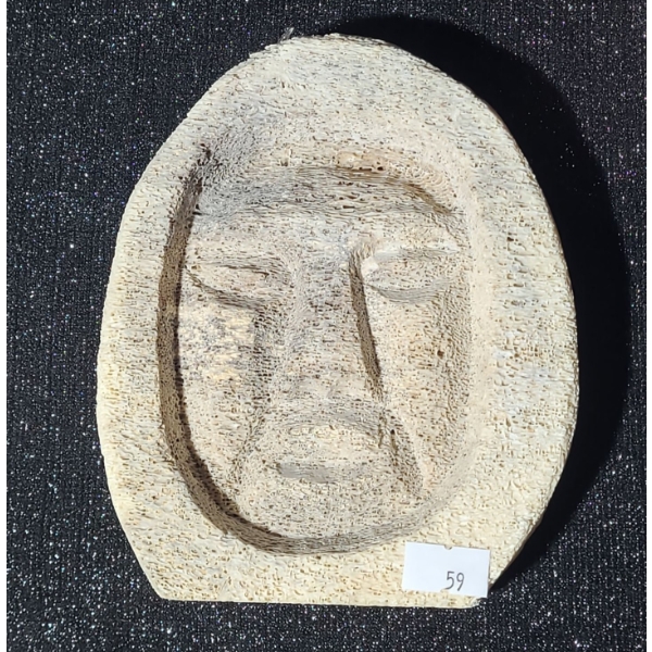 Indigenous Art Vertebrae as Face, Artist: Unknown, 5W, 6 T 