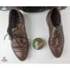 Image 3 : Vintage Christie Lawn Bowling Set Includes Four Black Bowls And Brown Leather Bowling Shoes. 