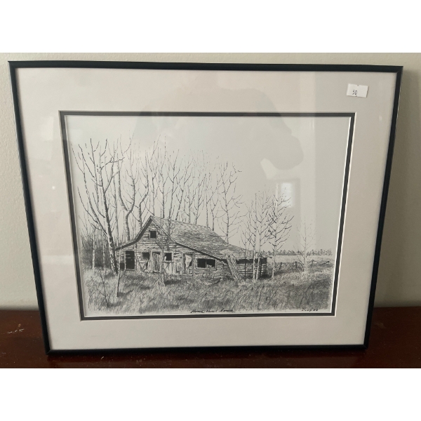 J Cupido Home Sweet Home Pencil Drawing Print 