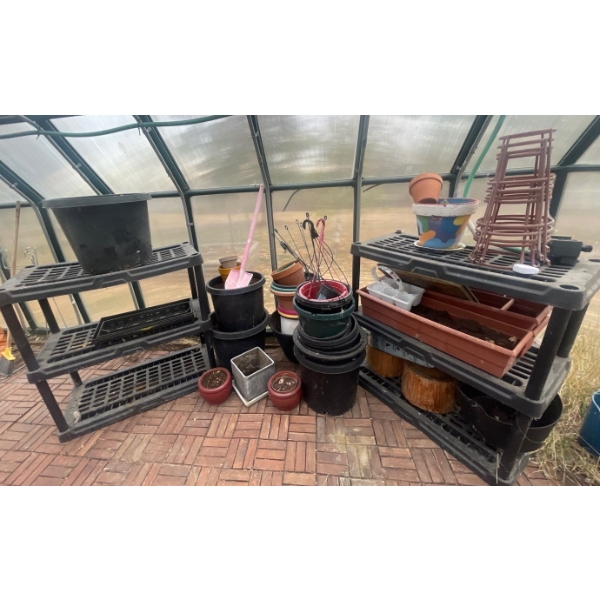 Outdoor Greenhouse Supplies- Planters, Shelves, & More