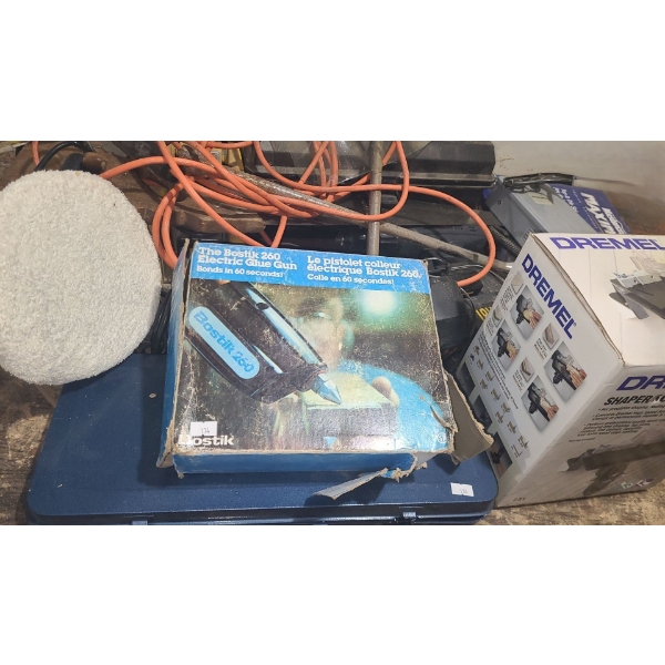 Hand Tools, Bostick 260 Hot Glue Gun, Powermate Socket Set, Dremel Model 231 Shaper/ Router Table