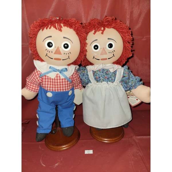 Raggedy Anne & Raggedy Andy Dolls 12T