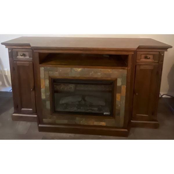 Walnut Electric Fireplace TV Stand 72x18x40