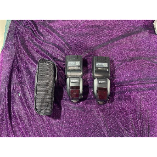Two Yongnuo Speedlite YN600EXRT Flash Attachments With One Case