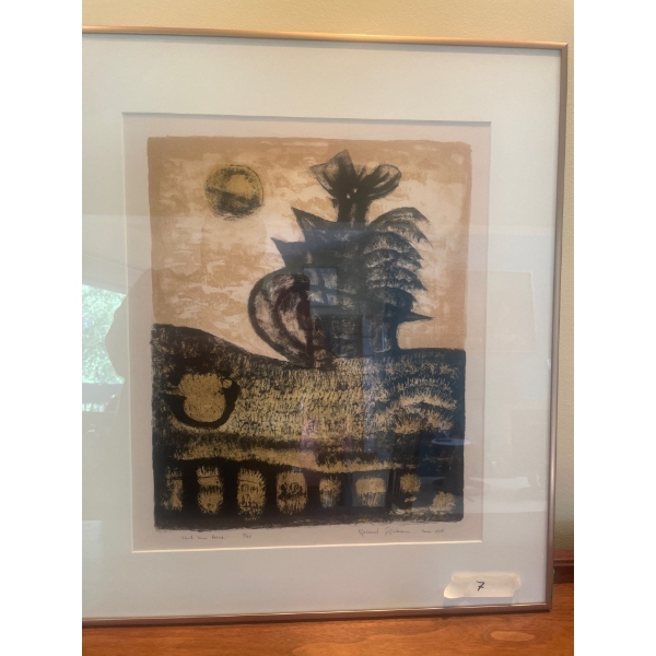 Roland Giguere 1958 "Seul sur terre" Stone Lithograph #2/20 20.5 x 25