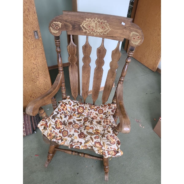 Solid Wood Rocking Chair with Painted Accent Design 45 T, 21 L, 18 W