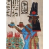 Image 5 :  Vintage Hand-painted Ancient Egyptian Papyrus, Signed ( 31.5 H x 22.5 W Before Frame ) 