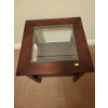 Image 3 : Small Walnut w/ Glass Insert Square End Table 21H