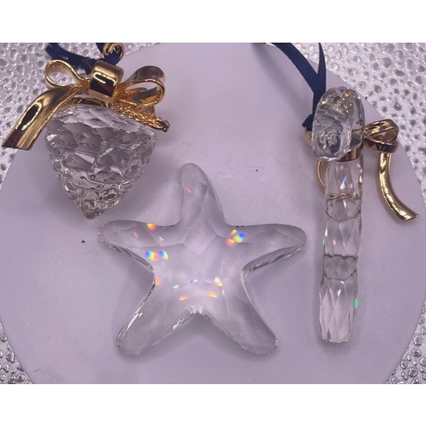 Swarovski Crystal Acorn Christmas Ornament and Candy Cane Christmas Ornament and Starfish