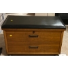 Image 1 : Wooden Chest with Black Leather Top - 29W, 16D, 19T