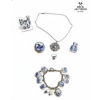Image 1 :  Collection Of Vintage Dutch Delft Porcelain Costume Jewelry , Necklace, Bracelet, Earrings, Ring
