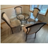 Image 2 : Modern Glass w/ Base Metal Dinette and Four Upholstered Chairs 48'x28'