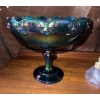 Image 3 : indiana Peacock Blue Carnival Glass Candy Dish w/ Fragrance Atomizer 