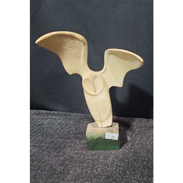 Indigenous Art Carved Antler on Jade Base, Artist: Maureen Morris, 6 W Wingspan, 8 T 