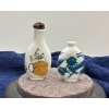 Image 2 : Pair of Hand Painted Grasshopper and Dragon Snuff Bottles 3.5H & 2.5H (one missing lid)