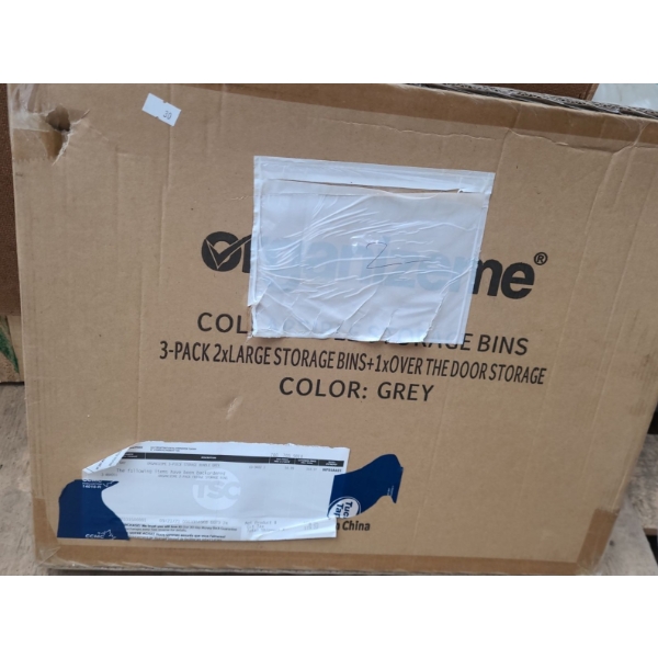 Organizeme Large Collapsible Storage and Over the Door Storage- Grey (New in Box)