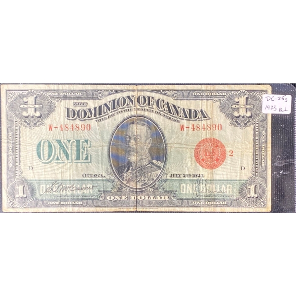 1923 Dominion of Canada One Dollar Bill