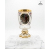 Image 1 : Bohemian Crystal Glass ( Goblet ) Hand Painted. 7''INCHES IN HEIGHT