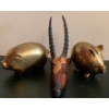 Brass Coin Banks w/ Hand Carved Horned Antelope 10L