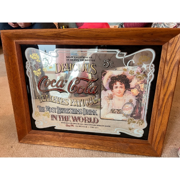 Vintage Coca-Cola framed mirror great for any Coca-Cola collection 28x20