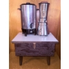Image 1 : Stainless Steel Coffee Urn, Blender, and Wooden Storage Box Set