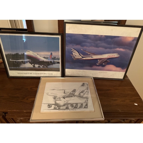 Trio of Airplane Prints  (Largest is 24x20.5) 