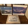 Image 1 : Trio of Airplane Prints  (Largest is 24x20.5) 