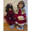 Image 1 : Porcelain Dolls in Red Velvet Dresses - Tallest is 19T 
