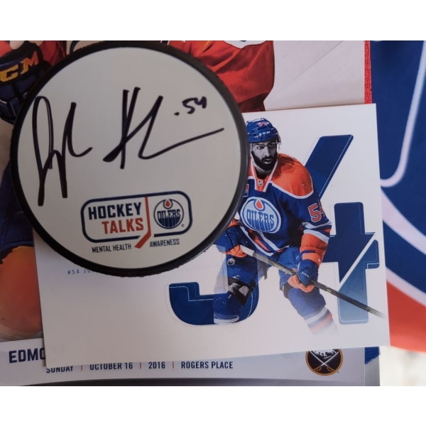 Jujar Khaira and Brandon Davidson  Signed Puck, Commemorative Silver plate and Coin, and More