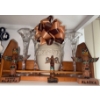 Decorative Vintage Vase 10T w/ Crystal Candle Holders Hand Carved Totem Pole Figurines & more