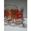 Image 5 : Vintage Glass Display/ Carrier w/ Eight World City Glasses- Carrier: 13 W, 7 D, 8 T 