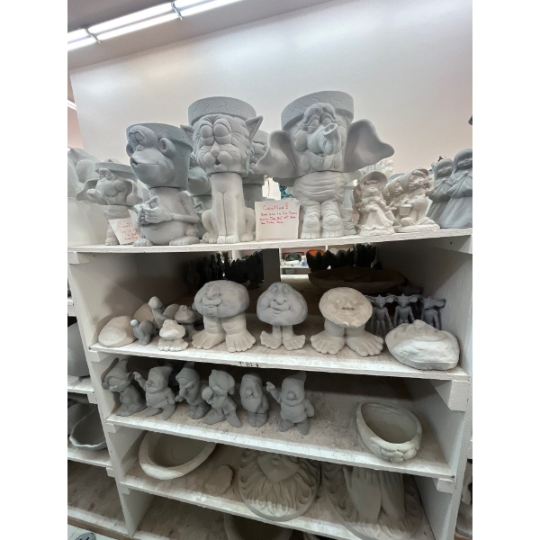  ceramic greenware all contents on shelf