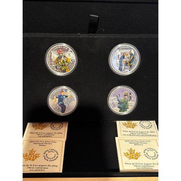 2016 $15 National Heroes - Pure Silver 4 Coin Set with Display Case