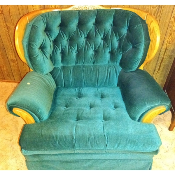 Lovely Green Velvet Chair -- 41W., 36D, 39T