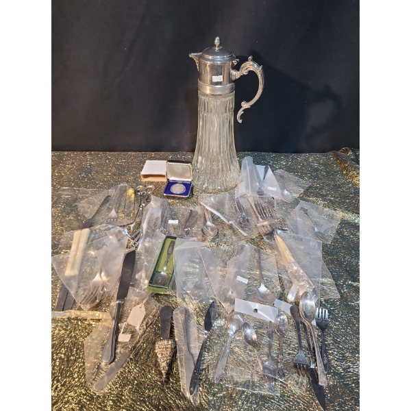 Decanter 5.5" Bottom, 14.5 T, Cutlery and Collector Spoons 