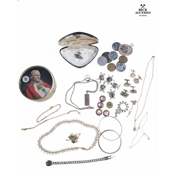 Collection Of Vintage Costume Jewelry And Commemorative Items.