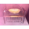 Image 1 : Mid-Century Modern Rolling Bar Cart with Wicker Basket