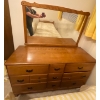 Image 1 : Vintage Walnut 9 Drawer Dresser w/ Mirror 53x17x55