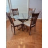 5 Piece Gourmet Solid Wood Dining Set - Aesthetically Pleasing - Walnut w/ Glass Top