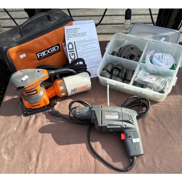 RIDGID 1/4 Sheet Sander Mo.R2501 w/ SKIL Electric Drill /Driver & More