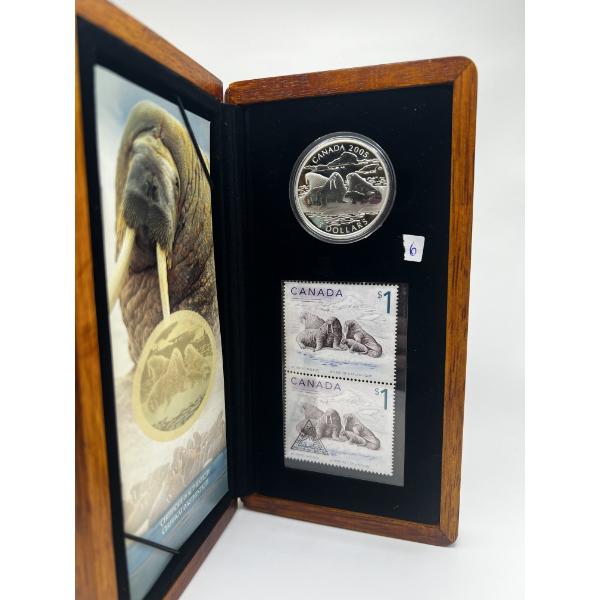 2005 Canada $5 Walrus & Calf Coin And Stamp Set