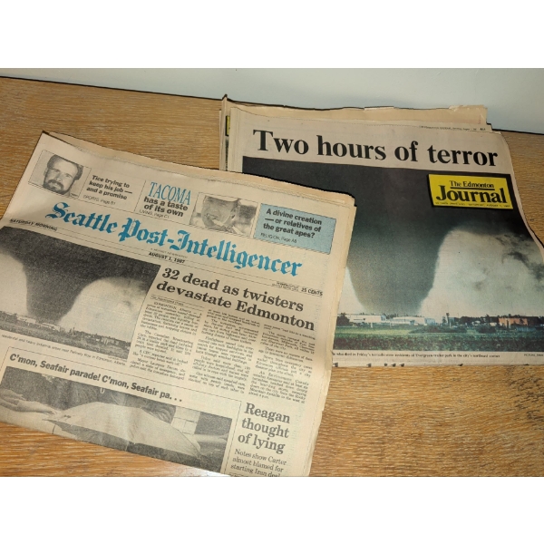 Vintage Local Disastor - Tornado Devastates Edmonton's Newspaper Headlines