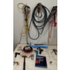 Image 1 : Misc. Garage Tool Collection - Cords, Reheatza, Broad Band Model DA7524, Sandpaper, Drill 