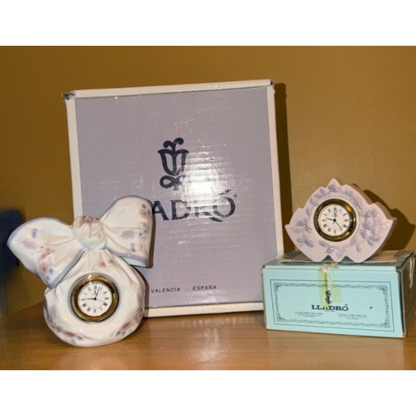 Lladro Clocks: w/ Bow Top 5 W, 3.5 D, 5.5 T and Smaller 3 T